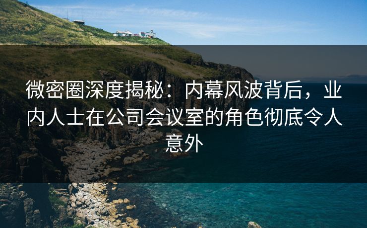 微密圈深度揭秘：内幕风波背后，业内人士在公司会议室的角色彻底令人意外