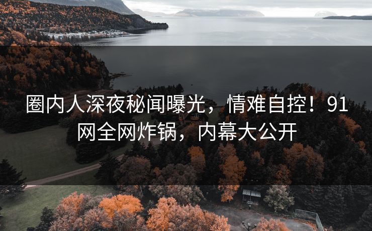 圈内人深夜秘闻曝光，情难自控！91网全网炸锅，内幕大公开