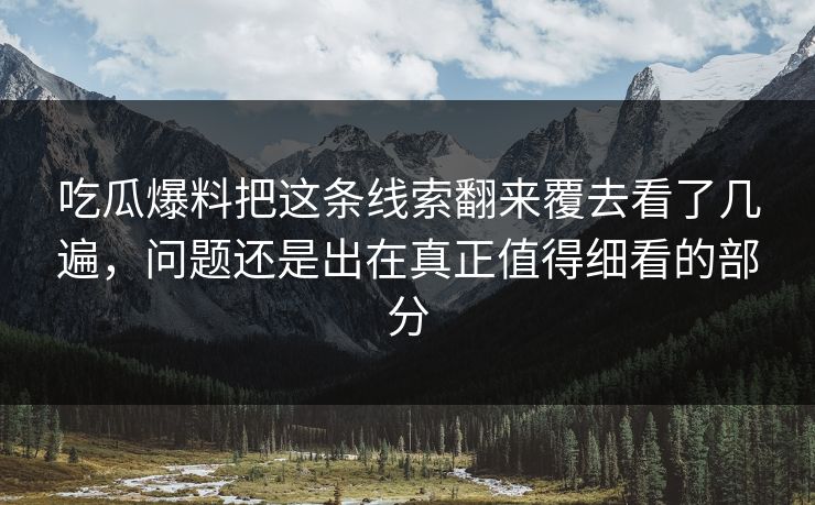 吃瓜爆料把这条线索翻来覆去看了几遍，问题还是出在真正值得细看的部分